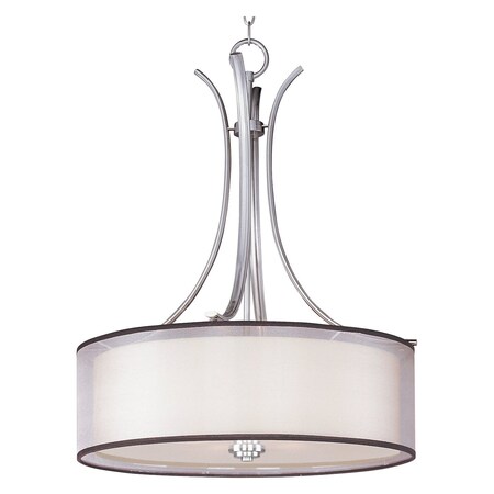 Maxim Four Light Satin Nickel Satin White Glass Drum Shade Pendant 23033SWSN